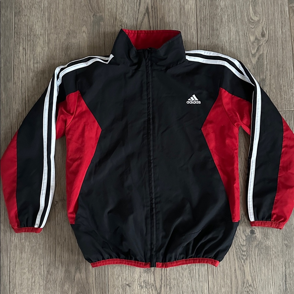 Adidas Red and Black Nylon Jacket 7x